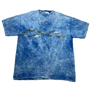 Vintage Mandalay Bay Shark Double Sided T-Shirt Blue Size 2XL